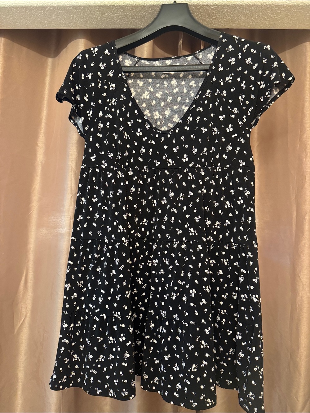 Aeropostale Black Mini Dress with White Floral Motif